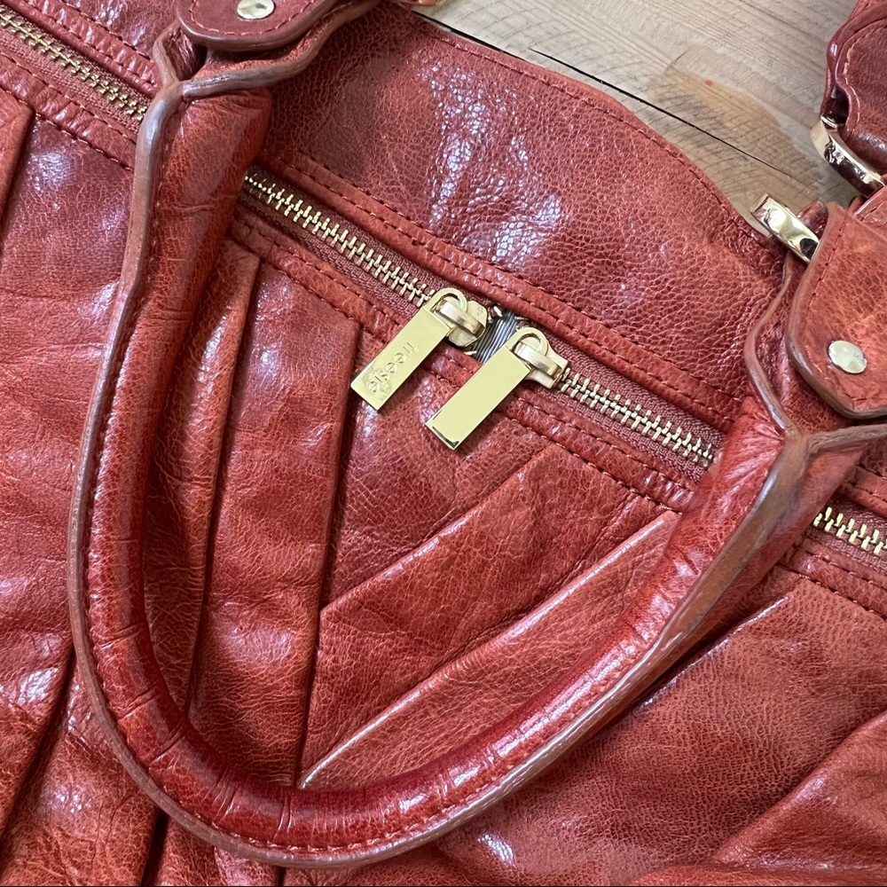 Treesje Dual Strap Tobacco Brown Leather Satchel Handbag - Picture 11 of 16